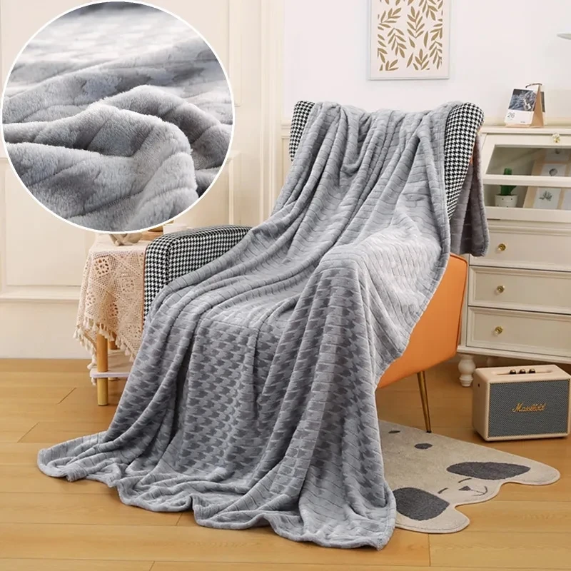 

Flannel Blanket for Winter Sofa/Travel Shawl Home Bedsheet cobertor Skin-friendly Bedspread Simple Style Bed Linen Warm Plaid
