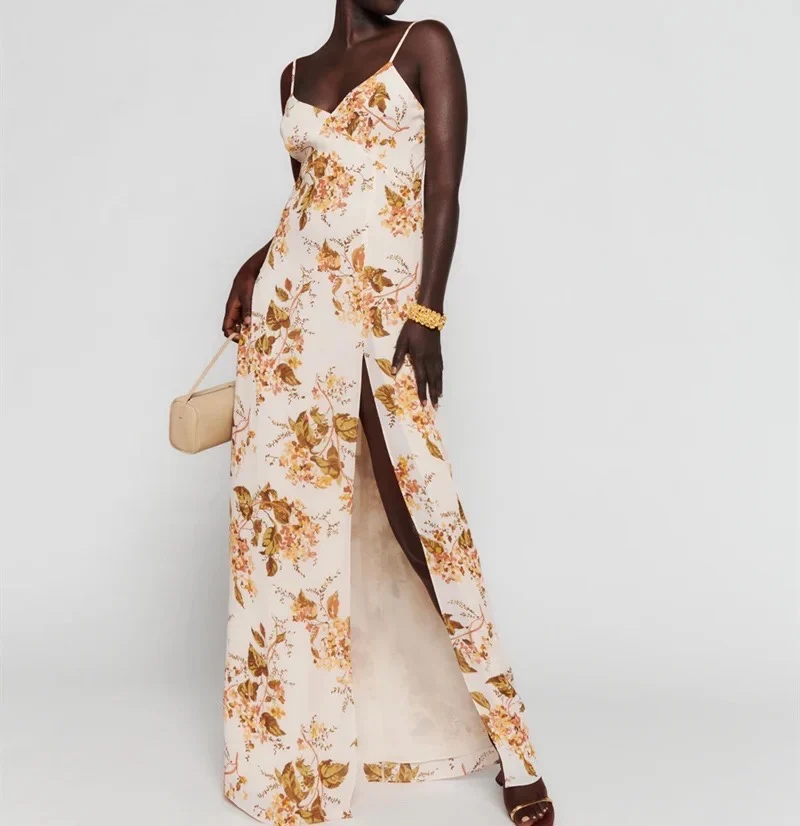 Women 100% Viscose Floral Printed Strapless Sexy High Split Sling Slip Maxi Dress
Women 100% Viscose Floral Printed Strapless Sexy High Split Sling Slip Maxi Dress