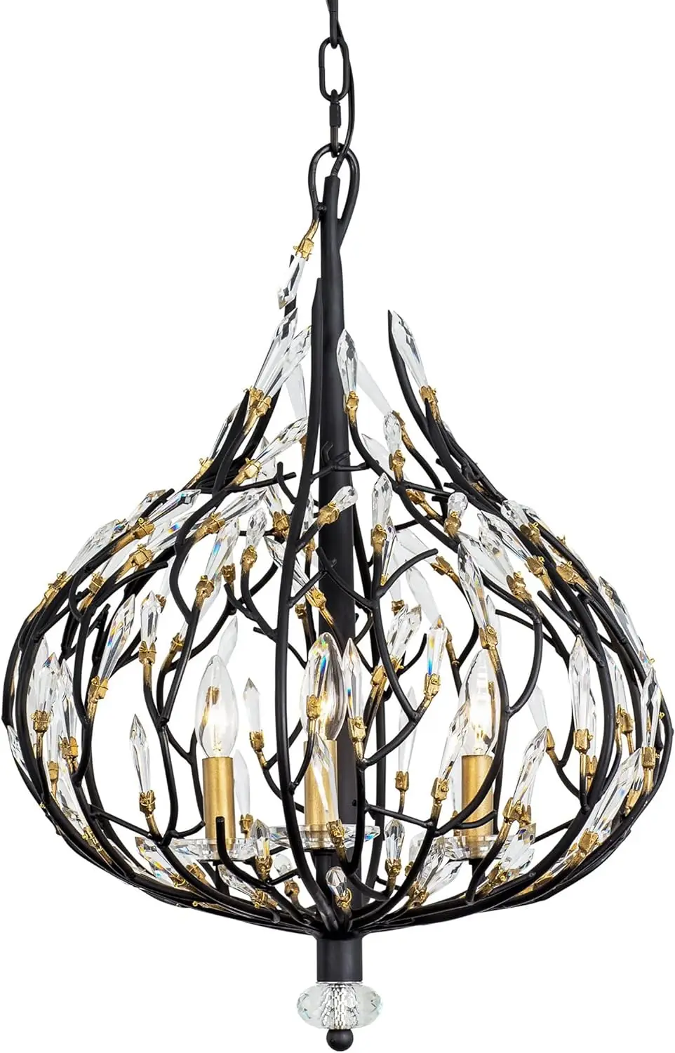 

Varaluz Bask 3-Lt Crystal Pendant - Matte Black/French Gold crystal chandelier lamps for living room