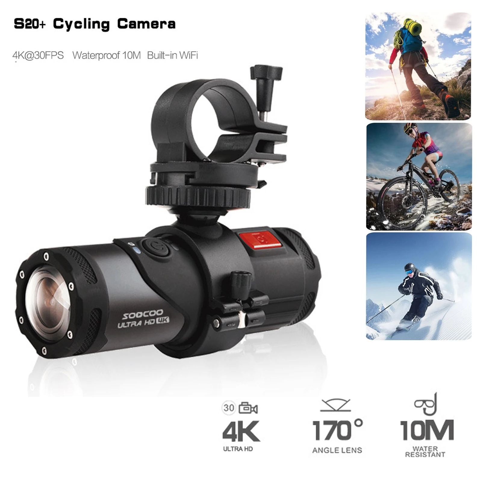 

4K Action Camera 30FPS WiFi 170 Degree Waterproof Helmet Camera Video Recording Sports Cameras Bike Motorcycle Action Cam