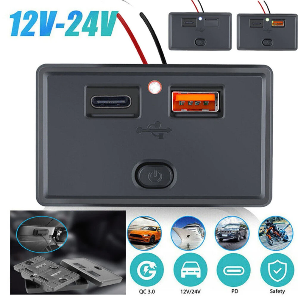 Car USB Charger Socket 12-24V Dual USB PD QC3.0 Car Boat/RV Quick Charger Socket LED Power Socket Car Electronics
Car USB Charger Socket 12-24V Dual USB PD QC3.0 Car Boat/RV Quick Charger Socket LED Power Socket Car Electronics