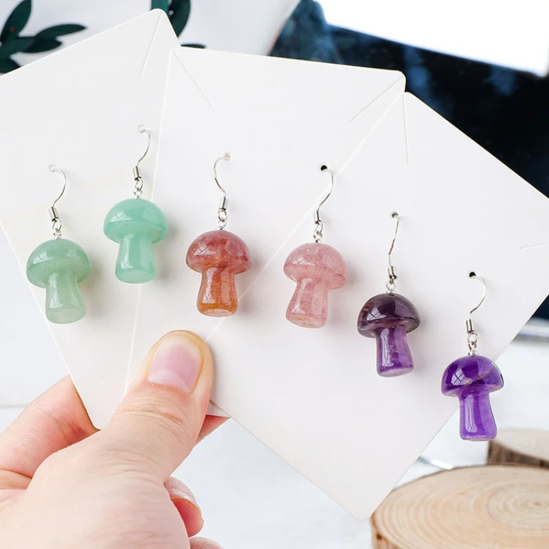 10pairs Natural Stone Amethyst Aventurine Rose Quartz Crystal Agates Hand Carved 2cm Mushroom Dangle Stainless Steel Earrings
10pairs Natural Stone Amethyst Aventurine Rose Quartz Crystal Agates Hand Carved 2cm Mushroom Dangle Stainless Steel Earrings