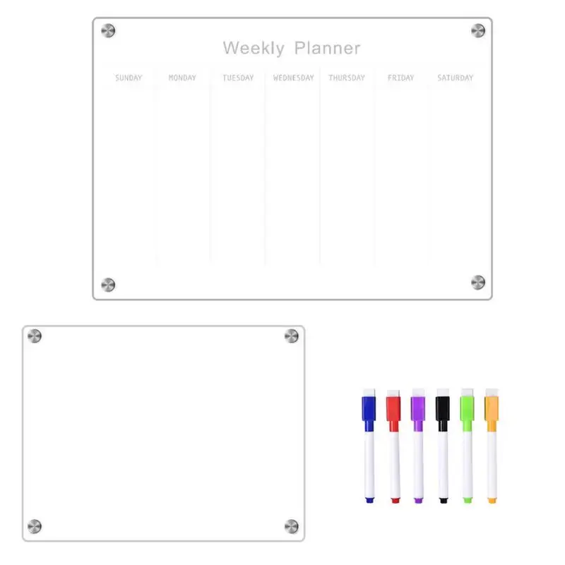 

Magnetic Weekly Meal Planner Weekly Plan Writing Acrylic Board Portable Magnetic Refrigerator Dry Erase Board Calendar For Wall