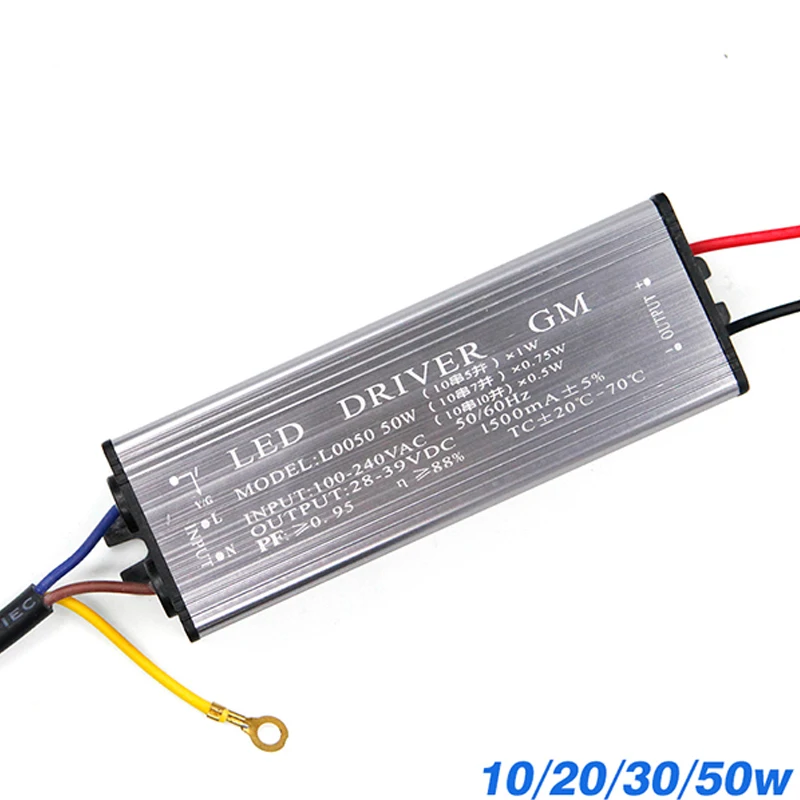 Фото LED Driver 10W 20W 30W 50W Adapter Transformer AC100V-265V to DC 20-38V High Quality Switch Power Supply IP67 For Floodlight  | Трансформаторы освещения (1005003552399256)