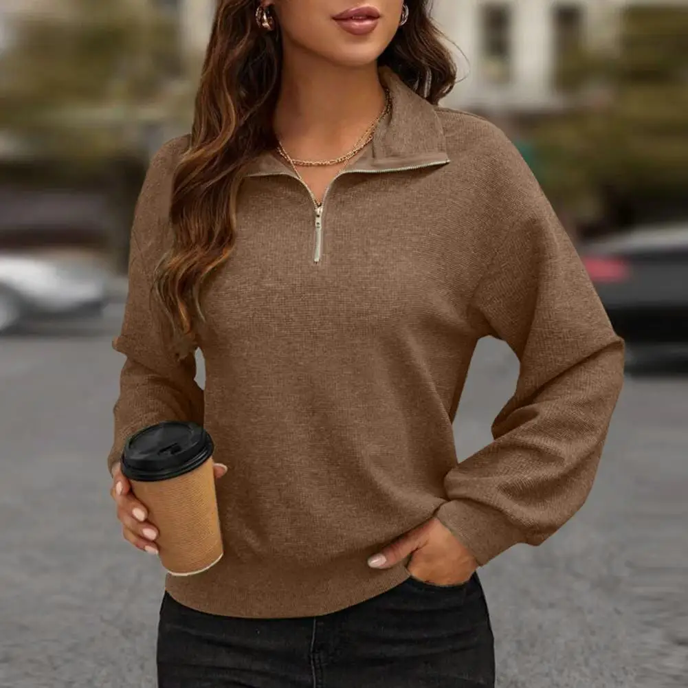 Women Autumn Winter Solid Color Blouse Lapel Zipper Half Placket Long Sleeve Loose Fit Casual Pullover Sweatshirt Streetwear
Women Autumn Winter Solid Color Blouse Lapel Zipper Half Placket Long Sleeve Loose Fit Casual Pullover Sweatshirt Streetwear