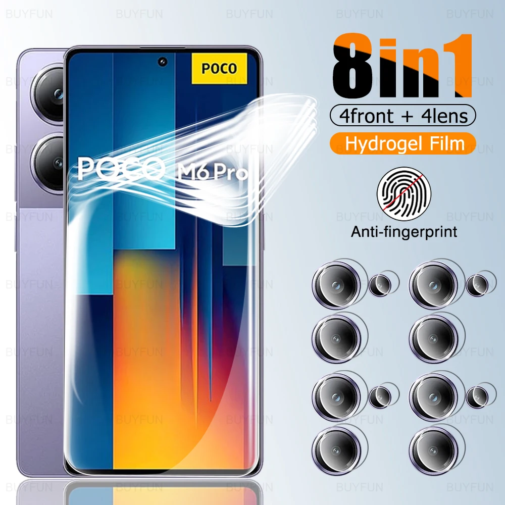 

8in1 For Xiaomi Poco M6 Pro 4G Hydrogel Film xiomi poko M 6 6pro 5G Camera Glass xiami poxo M6pro xaomi Clear Screen Protector