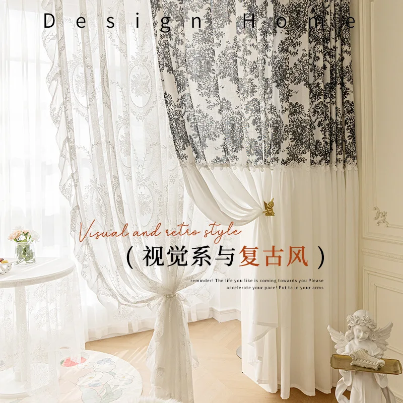 French Gauze Transparent Screens Retro High-end, Light Luxury Modern Simplicity Curtains for Living Dining Room Bedroom 1
French Gauze Transparent Screens Retro High-end, Light Luxury Modern Simplicity Curtains for Living Dining Room Bedroom 1