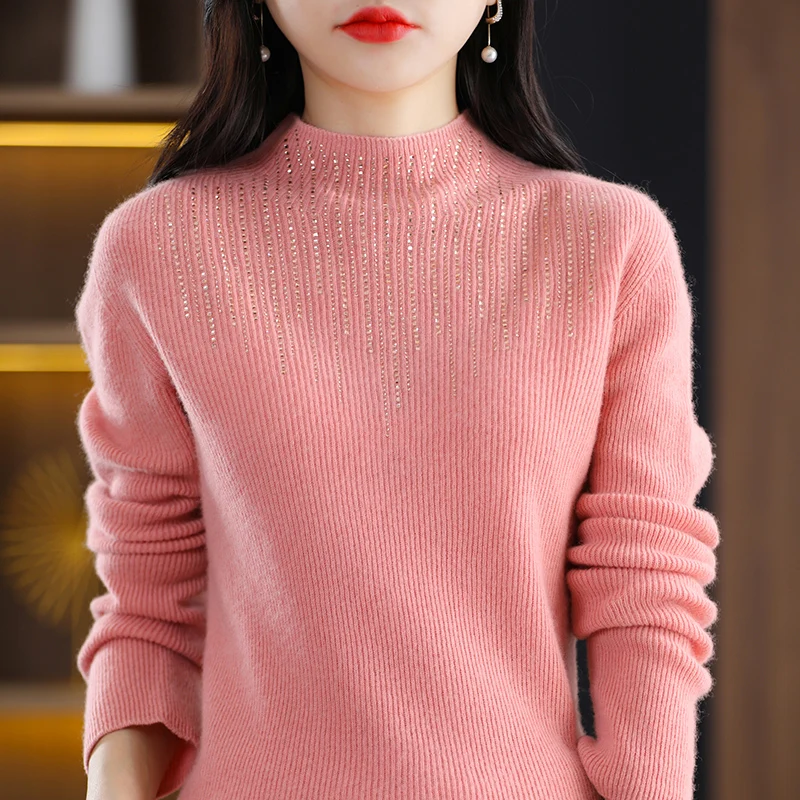 Jueqi cashmere sweater women's pullover half high neck sweater autumn and winter new 100% pure wool base sweater YSN-319
Jueqi cashmere sweater women's pullover half high neck sweater autumn and winter new 100% pure wool base sweater YSN-319