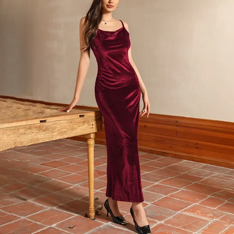 Women's Elegant Backless Sling Dresses Solid Color High Waist Sleeveless Dresses Celebration Wedding Party Evening Dress YWFD007
Women's Elegant Backless Sling Dresses Solid Color High Waist Sleeveless Dresses Celebration Wedding Party Evening Dress YWFD007