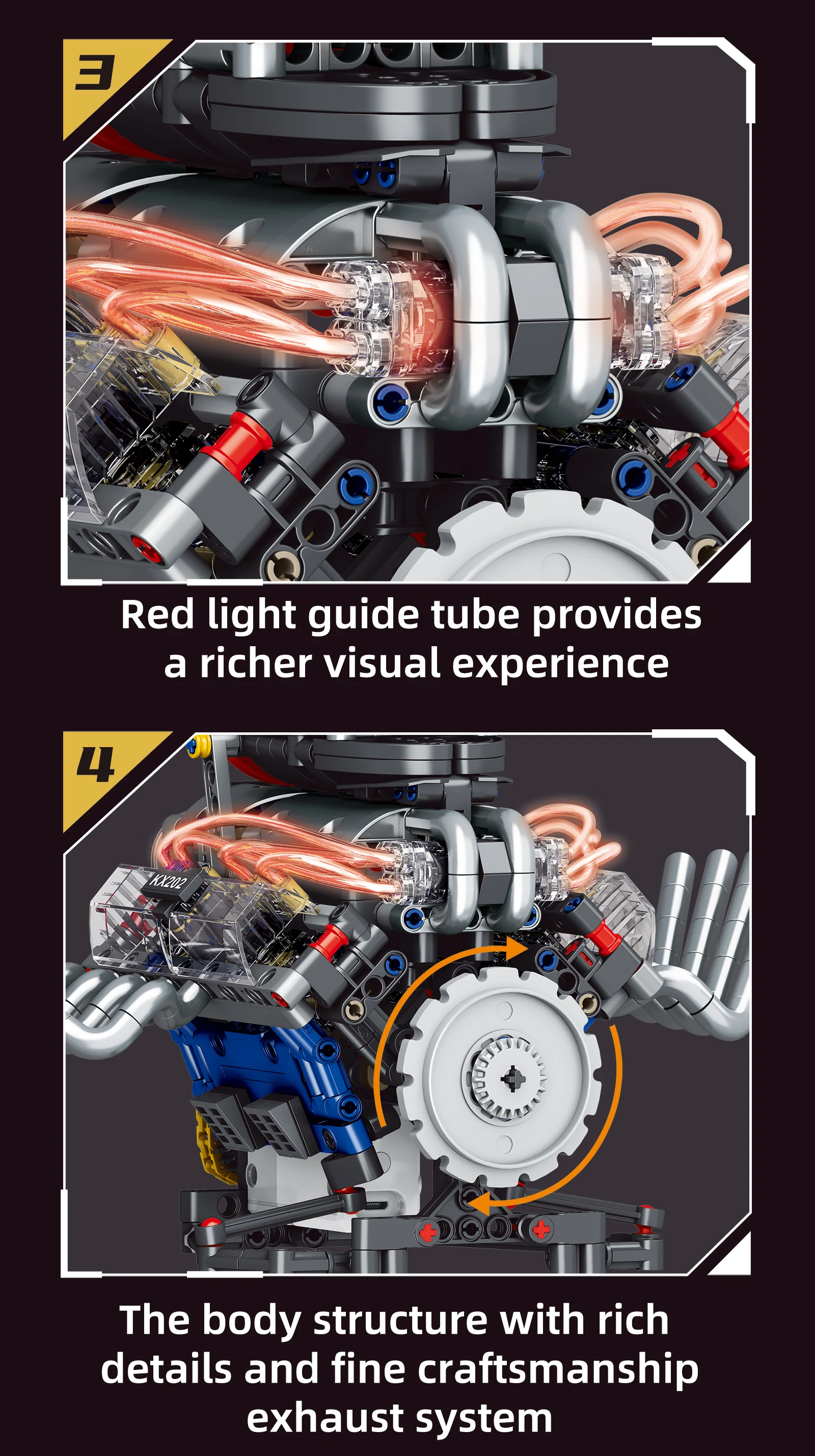 K96202 Racing car V8 engine 665PCS educational building block toy model assembly children and adult educational toys K96202 Racing car V8 engine 665PCS educational building block toy model assembly children and adult educational toys