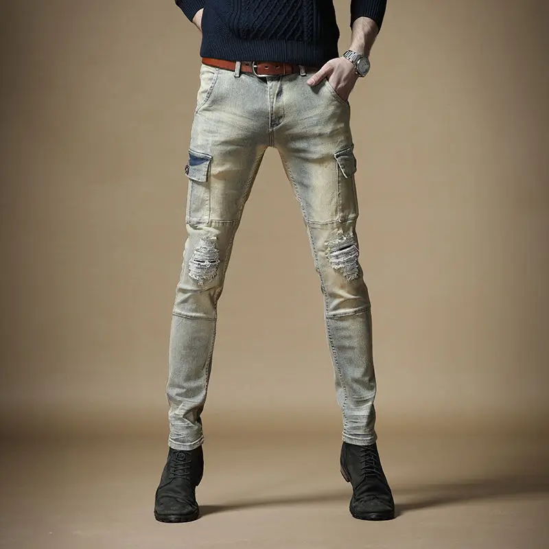 Men’s Light Luxury Street Fashion Cargo Jeans,Wear-proof Retro Style Hole Ripped Denim Pants ,Slim-fit Trendy Casual Jeans;
Men’s Light Luxury Street Fashion Cargo Jeans,Wear-proof Retro Style Hole Ripped Denim Pants ,Slim-fit Trendy Casual Jeans;