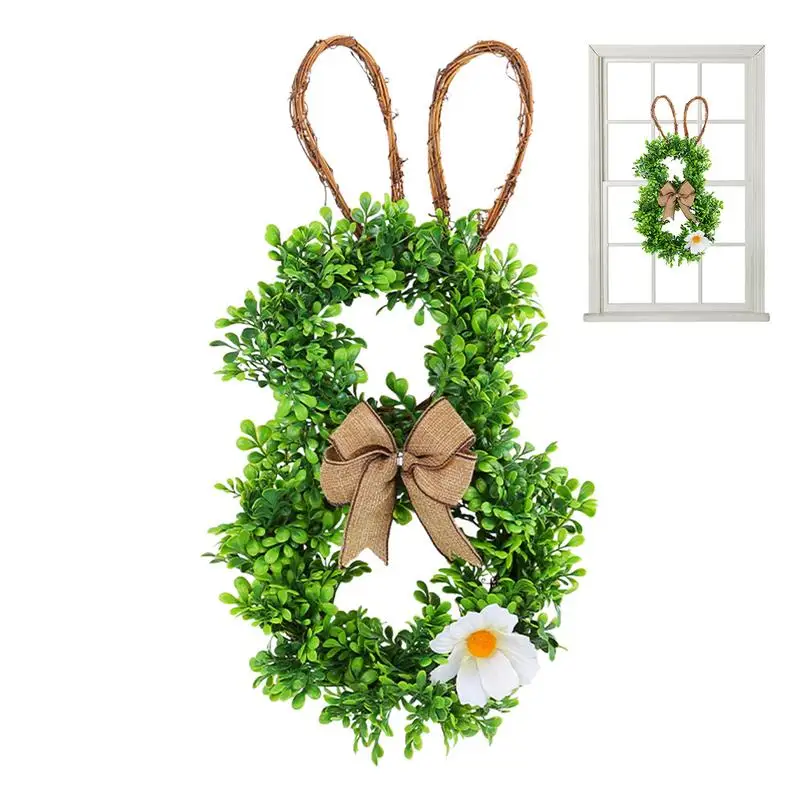 Easter Bunny Door Wreath Artificial Greenery Bunny Wreath With Bow And White Flowers Natural Rattan Durable Home Decor Supplies
Easter Bunny Door Wreath Artificial Greenery Bunny Wreath With Bow And White Flowers Natural Rattan Durable Home Decor Supplies