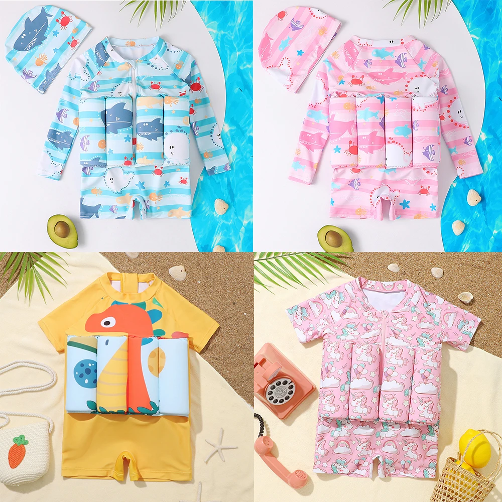 

Kids Clothes Boys Buoyancy Swimsuits Spring Summer Cartoon Animal Print Girls Swimwear for Babies One Piece Children's Clothing