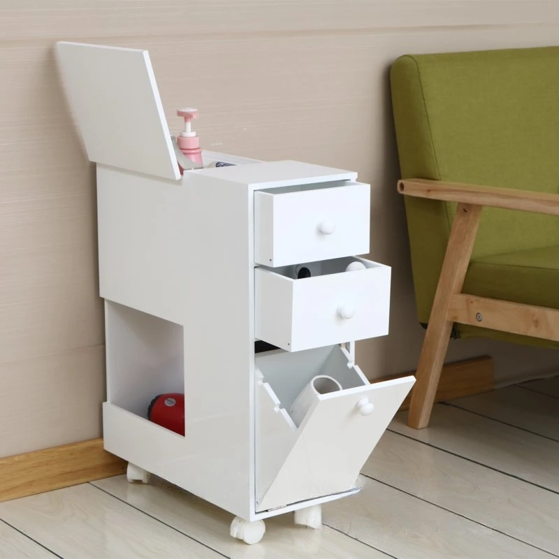 

Movable Makeup Table Simple Dressing Table with Drawer & Makeup Mirror Space-saving Storage Cabinet Bedside Table for Bedroom