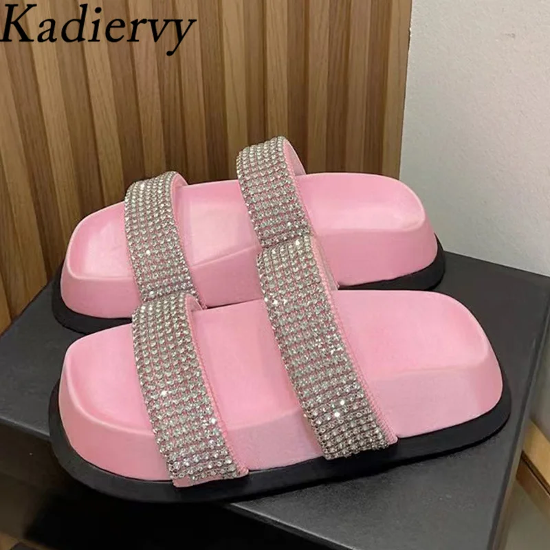 Rhinestone Slippers Woman Thick Sole Slides Peep Toe Comfort Summer Shoes Women Bling Crystal Flat Platform Slipeprs Woman
Rhinestone Slippers Woman Thick Sole Slides Peep Toe Comfort Summer Shoes Women Bling Crystal Flat Platform Slipeprs Woman