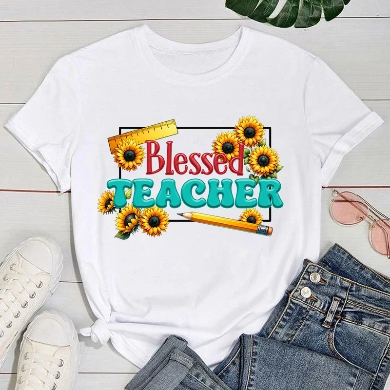 Teachers' Day T shirt Fashion Funny Blessed Teacher Printed T-Shirts Women Summer Casual Short Sleeve T-Shirts Round Neck Tops
Teachers' Day T shirt Fashion Funny Blessed Teacher Printed T-Shirts Women Summer Casual Short Sleeve T-Shirts Round Neck Tops