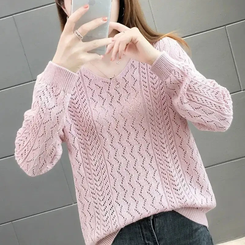 Spring Summer Women V-neck Sweater Base Sweater Tops Coat Autumn Attire New Female Loose Fitting Sweater Knitted Bottom Jacket
Spring Summer Women V-neck Sweater Base Sweater Tops Coat Autumn Attire New Female Loose Fitting Sweater Knitted Bottom Jacket