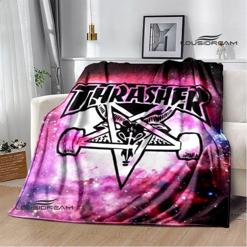 

Одеяло T-Thrasher с принтом логотипа, теплое одеяло с фланцем, мягкое и удобное домашнее дорожное одеяло, одеяла для пикника, подарок на день рождения
