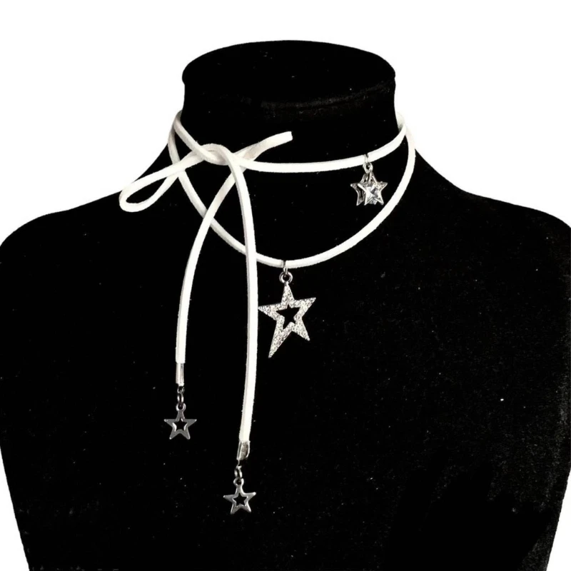 

YUYU Fashion Trend Niche Five-Pointed Star Collarbone Chain Temperament Simple Cold Wind Adjustable Korean Cloth Necklace