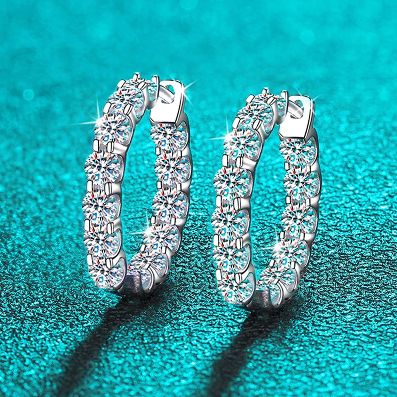 18k Plated Total 2.6CT Full Moissanite Hoop Earring for Women Sparkling Wedding Party Earring 925 Sterling Silver Jewelry
18k Plated Total 2.6CT Full Moissanite Hoop Earring for Women Sparkling Wedding Party Earring 925 Sterling Silver Jewelry