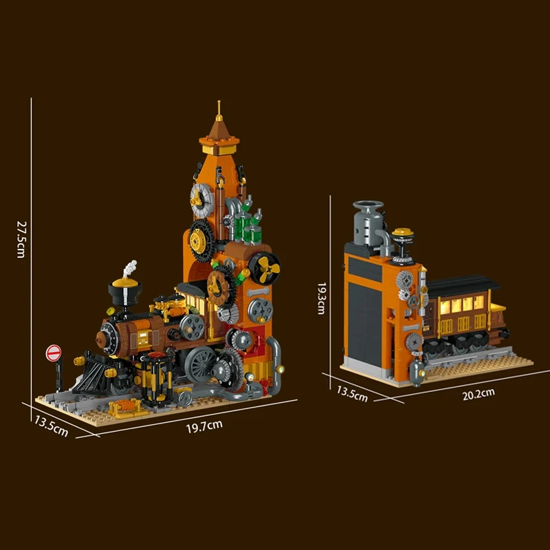 1252PCS 2024 New Steampunk Train Bookend Model With Light Educational Building Blocks Brick Childrens MOC Toys Birthday Gifts 1252PCS 2024 New Steampunk Train Bookend Model With Light Educational Building Blocks Brick Childrens MOC Toys Birthday Gifts