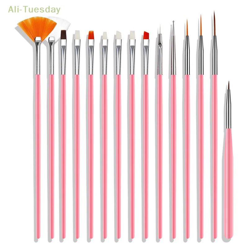 

15Pcs Professional Nail Art Brush Set For Manicure Rhinestone Acrylic Paint Brushes Kit UV Gel Polish Nails Lining Pen Gradient