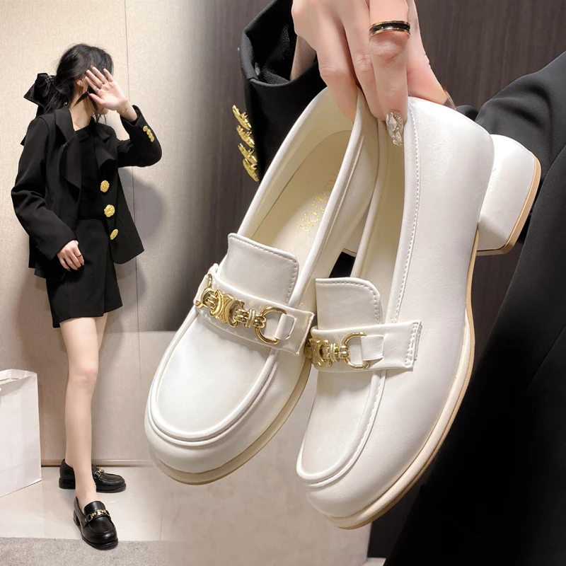 2024 Spring Loafers Female Shoes Women Fashion Metal Decoration Round Toe Chunky Heels PU Mid Heel Casual Occupational Footwear
2024 Spring Loafers Female Shoes Women Fashion Metal Decoration Round Toe Chunky Heels PU Mid Heel Casual Occupational Footwear