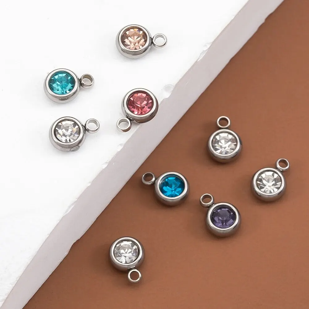 20pcs Mixed Color Stainless Steel Rhinestone Bead Charms 6mm Small Crystal Pendant for Women DIY Jewelry Necklace Bracelet Maing 20pcs Mixed Color Stainless Steel Rhinestone Bead Charms 6mm Small Crystal Pendant for Women DIY Jewelry Necklace Bracelet Maing