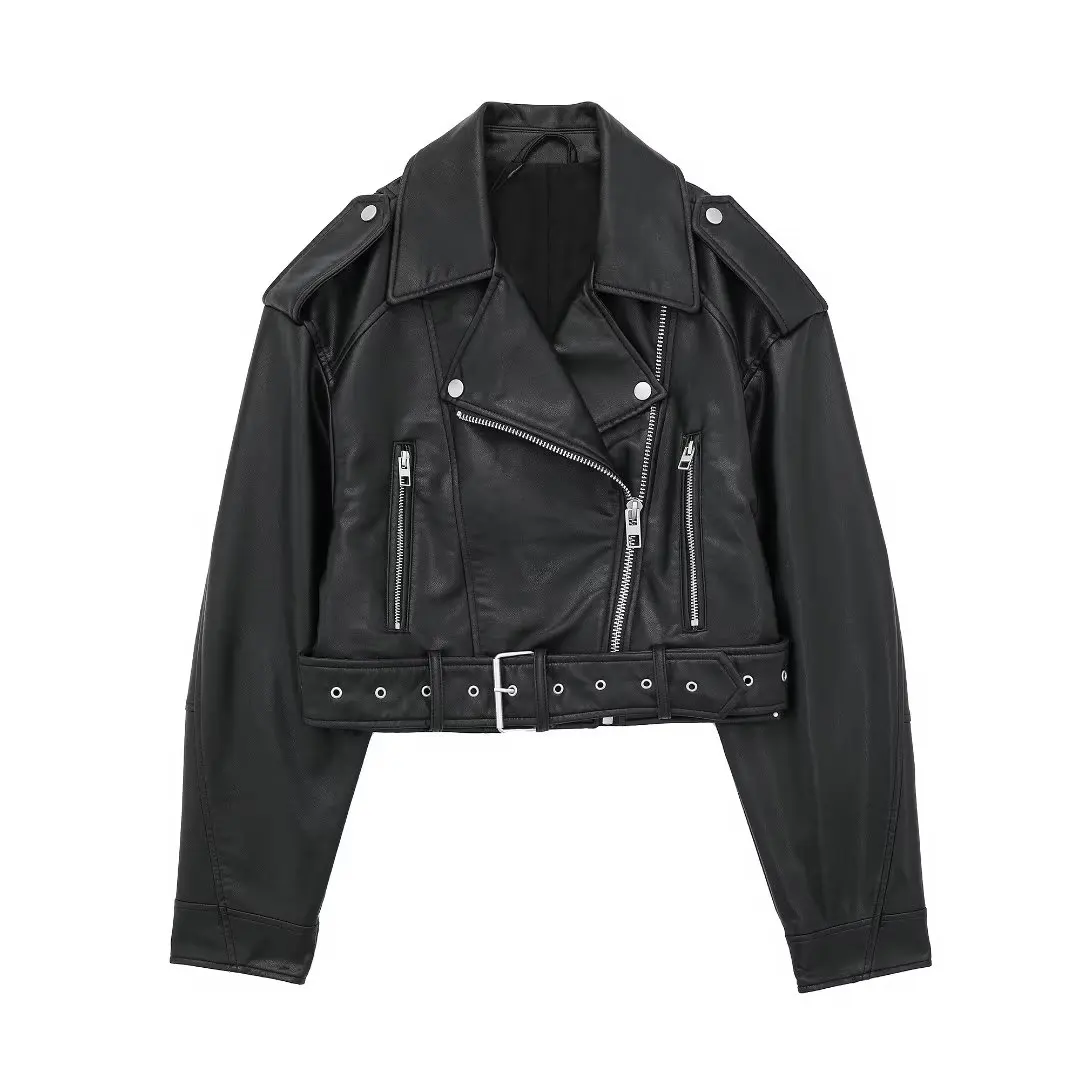 Women's 2023 Fashion Artificial Leather Imitation Leather Short Zipper Jacket Retro Long Sleeve Belt Design Ladies Coat Chic Top
Women's 2023 Fashion Artificial Leather Imitation Leather Short Zipper Jacket Retro Long Sleeve Belt Design Ladies Coat Chic Top