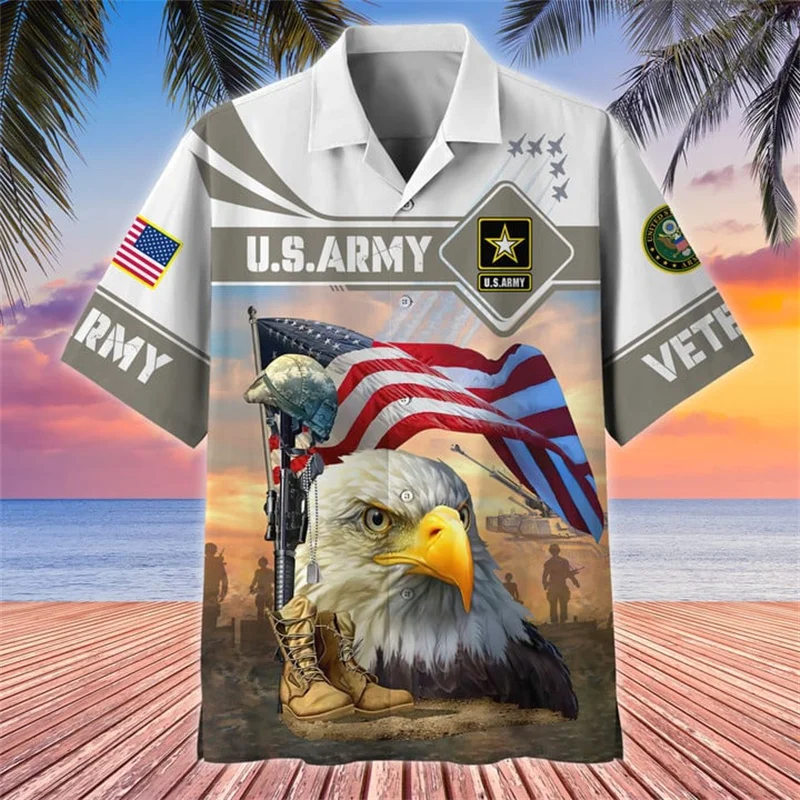 

Рубашка мужская/детская с 3D-принтом, короткий Гавайский винтажный Топ в стиле ретро, для солдат США