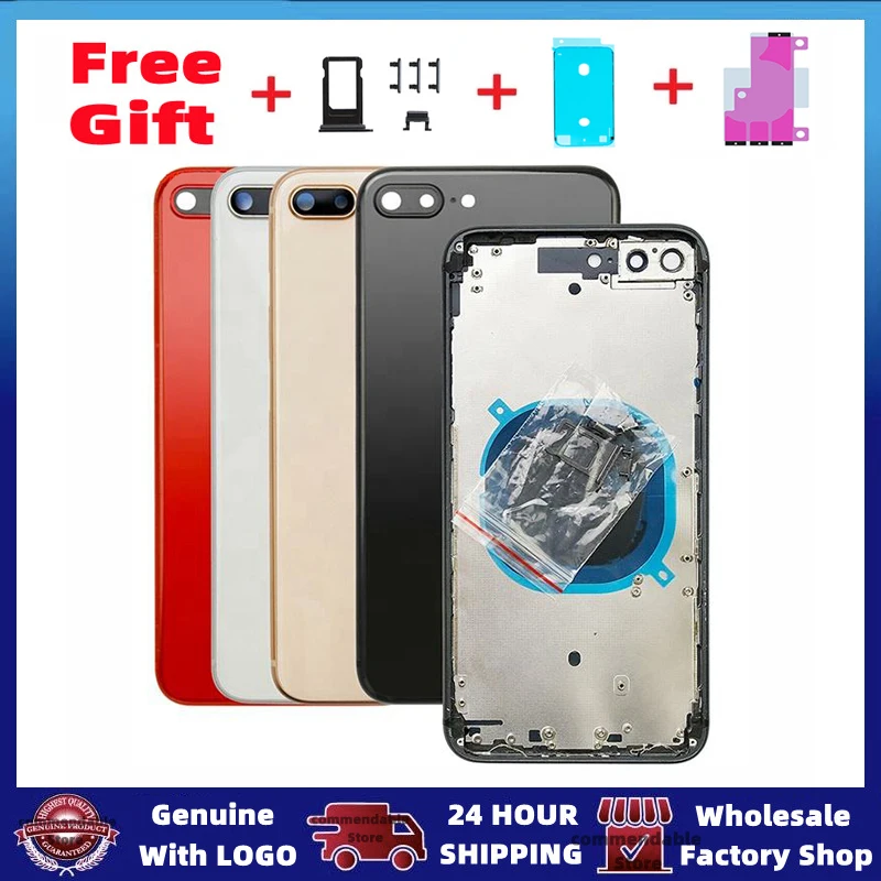 Задняя крышка батарейного отсека для iPhone 8 Plus, средняя рамка, корпус шасси, корпус с логотипом + с боковыми кнопками + лоток для SIM-карты
Задняя крышка батарейного отсека для iPhone 8 Plus, средняя рамка, корпус шасси, корпус с логотипом + с боковыми кнопками + лоток для SIM-карты