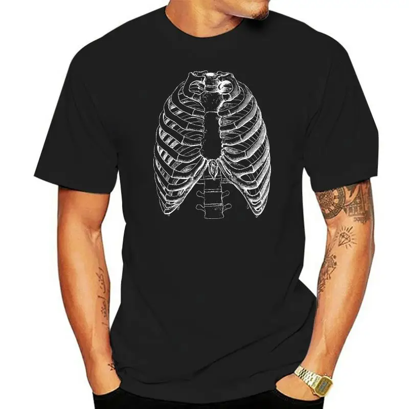 

Рубашка с грудной клеткой Готический человеческий скелет череп кости ужас