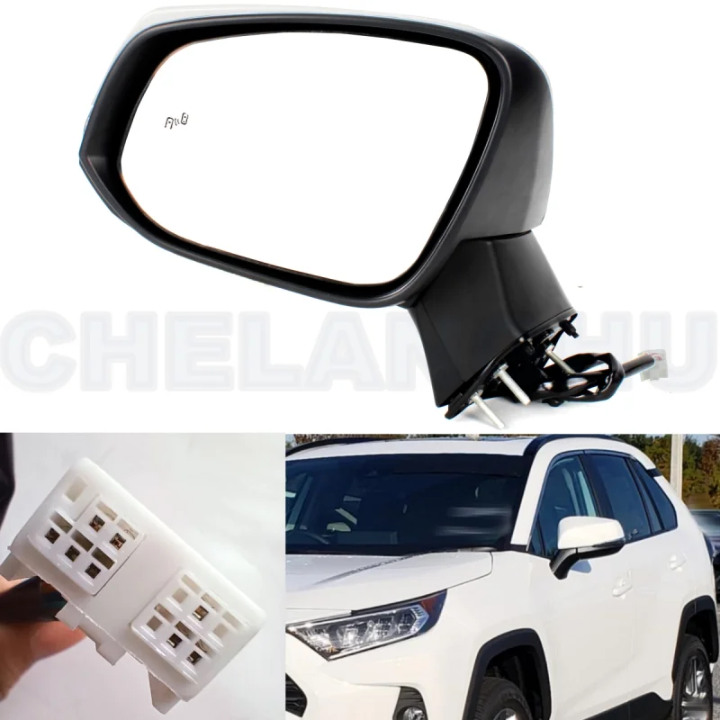

Левая сторона, 8 контактов, белая окрашенная, с подогревом, регулировка мощности, поворотная лампа для слепых зон, зеркало для Toyota RAV4 2019 2020 2021 2022 2023