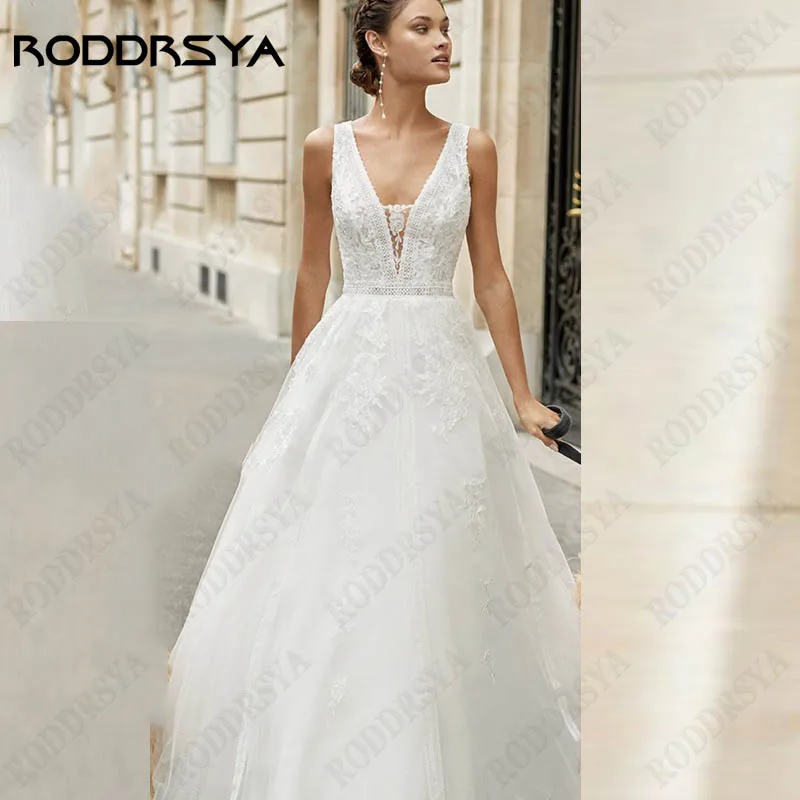 RODDRSYA Exquisite Spaghetti Straps Robe Mariée Sleeveless V-Neck Wedding Dress For Women Tulle Appliques Bride Gown Custom Made
RODDRSYA Exquisite Spaghetti Straps Robe Mariée Sleeveless V-Neck Wedding Dress For Women Tulle Appliques Bride Gown Custom Made