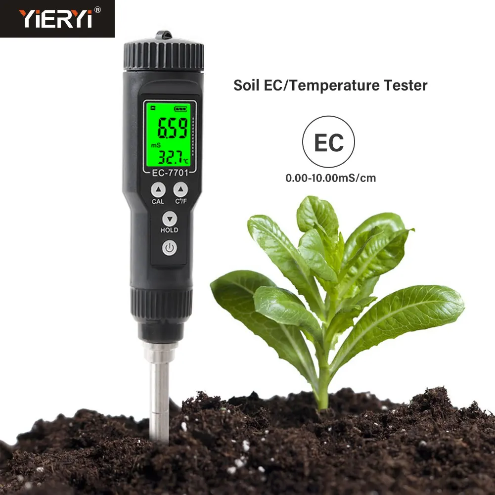 

Высокоточный анализатор почвы Yieryi 0,00-10,00 mS/cm EC, Измеритель проводимости ATC, Питательный Анализатор для цветочного садоводства и сельского хозяйства