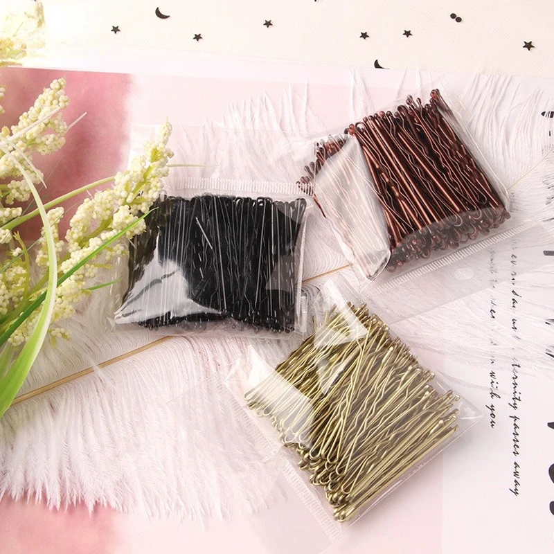 

100PCS Women 5CM Hair Clips Waved U-shaped Bobby Pin Barrette Salon Grip Clip Hairpins Black Metal Hair Accessories For Bun