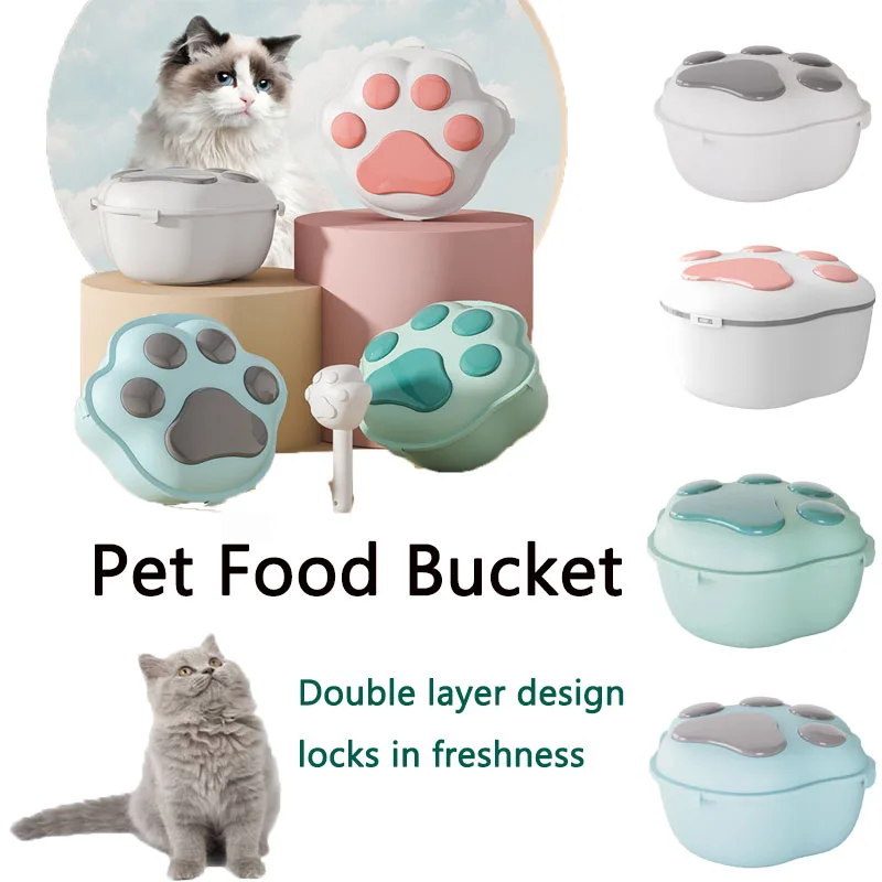 large Pet food storage bucket dog cat Dry fooder bucket seal moisture-proof Cat Claw Shap food Pet Snacks Box Pet Accessories
large Pet food storage bucket dog cat Dry fooder bucket seal moisture-proof Cat Claw Shap food Pet Snacks Box Pet Accessories