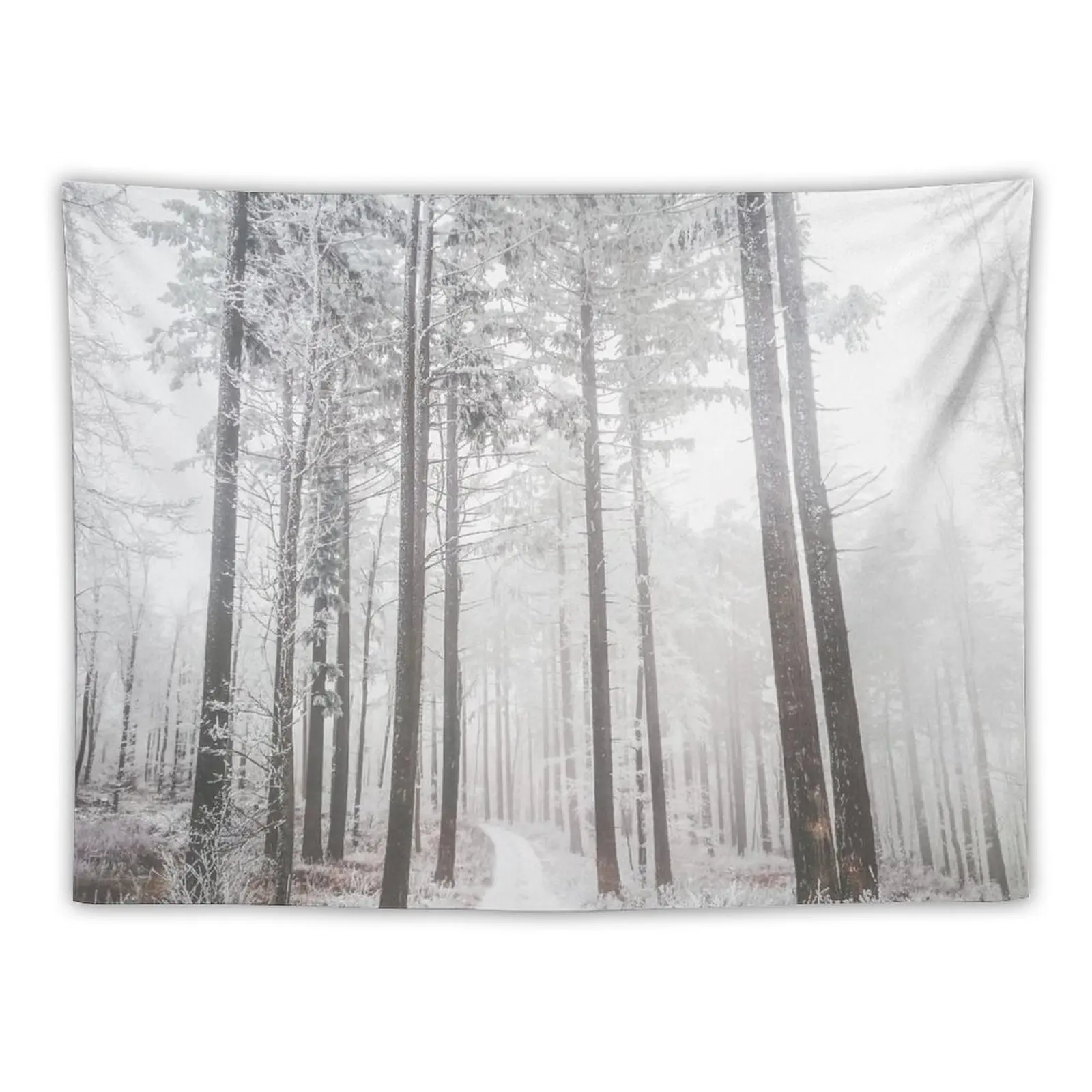 

Mysterious road in a frozen foggy forest Tapestry Home Decorating Decorations For Room Room Decorations Tapestry