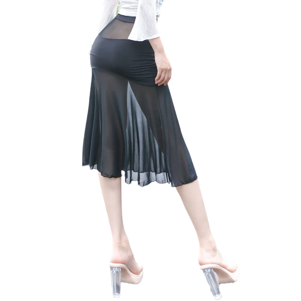 

Sexy Highrise Swallowtail Skirt Black Mesh Sheer Maxi Skirt A line Design Perfect for Parties and Daily Wear