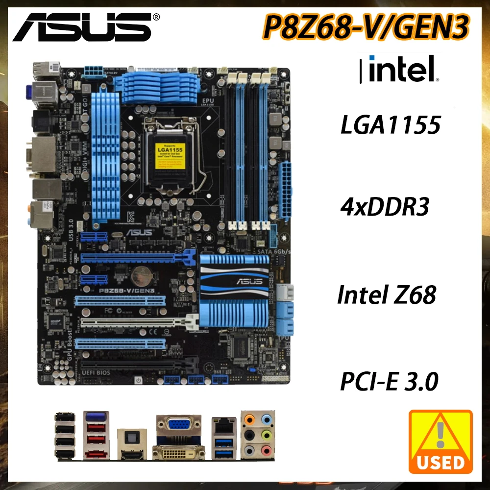 

LGA 1155 Socket ASUS P8Z68-V/GEN3 Motherboard Intel Z68 Chipset Intel 82579 Gigabit LAN CPU Supports Core i7 i5 i3OC Motherboard