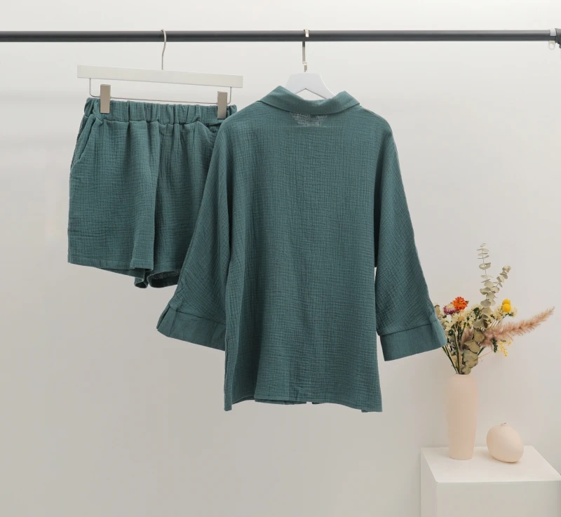 Langarm Shirts Und Lose Hohe Taille Mini Shorts Sets Sommer Loung Tragen frauen Pyjamas Anzüge Casual Oberbekleidung Zwei stück Set Langarm Shirts Und Lose Hohe Taille Mini Shorts Sets Sommer Loung Tragen frauen Pyjamas Anzüge Casual Oberbekleidung Zwei stück Set