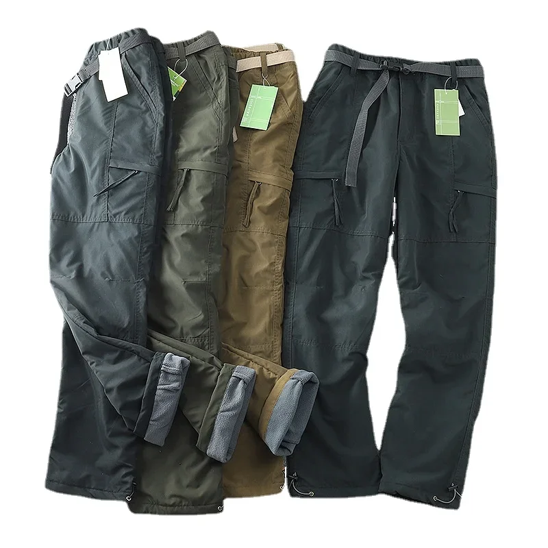 

Camping Hunting Equipment Trousers Germany Windproof Waterproof Plush Soft Shell Pants Outdoor Men's Straight Multi Bag Overalls