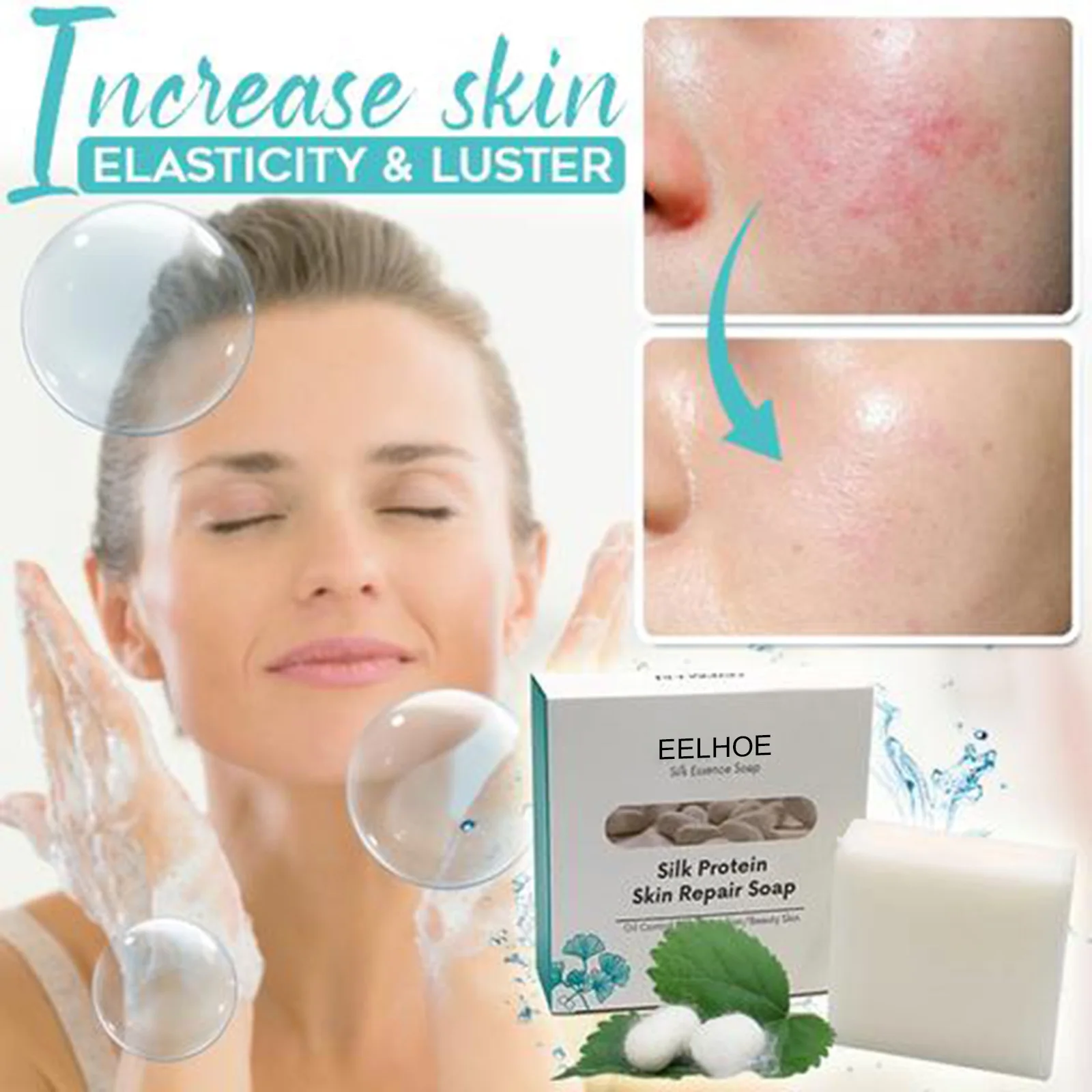 Eelhoe Silk Protein Skin Repair Soap Facial Cleaning Soap Remove Mites Blackheads Natural Goat Milk Cleansing Bath Skin Oil 100g
Eelhoe Silk Protein Skin Repair Soap Facial Cleaning Soap Remove Mites Blackheads Natural Goat Milk Cleansing Bath Skin Oil 100g