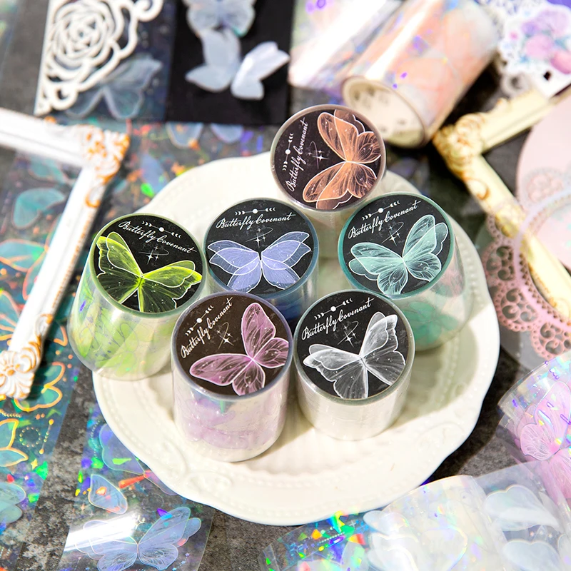 1Roll Tape Butterfly Beautiful transparency Laser PET Gold Handbook Decoration Material Adhesives Cut Scrapbook 50MM*2M
1Roll Tape Butterfly Beautiful transparency Laser PET Gold Handbook Decoration Material Adhesives Cut Scrapbook 50MM*2M