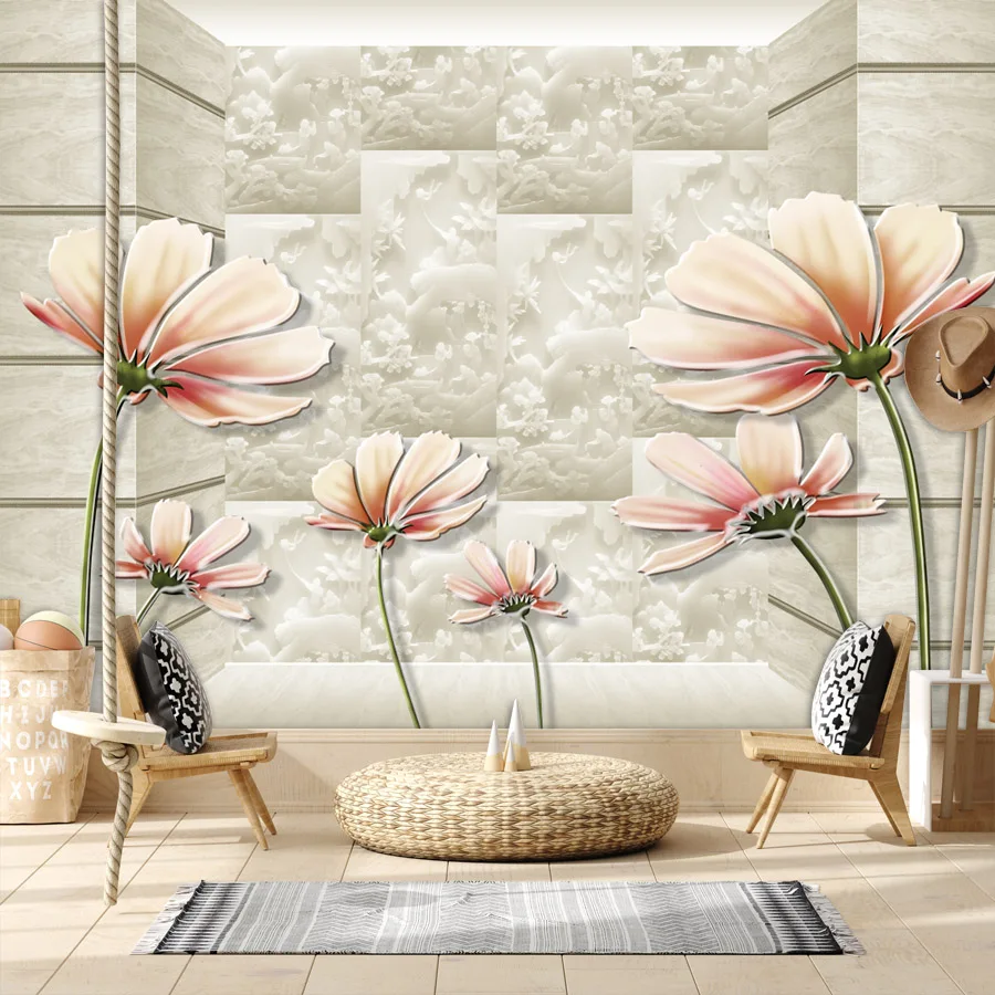 

Removable Peel and Stick Wallpapers Accept for Living Room Decorations Floral Marble Brick Contact Wall Papers Home Decor Murals