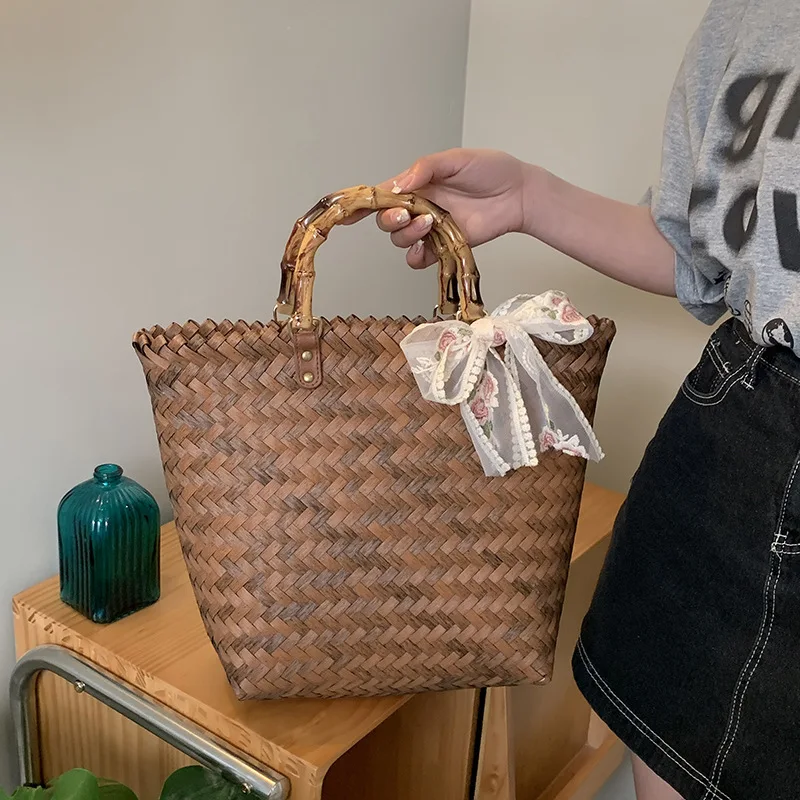 Gusure Handmade Straw Shoulder Bag - Bohemian Summer Tote 3 S5fa6b0faa5b64e99b6f237e4ab0dfb47w
