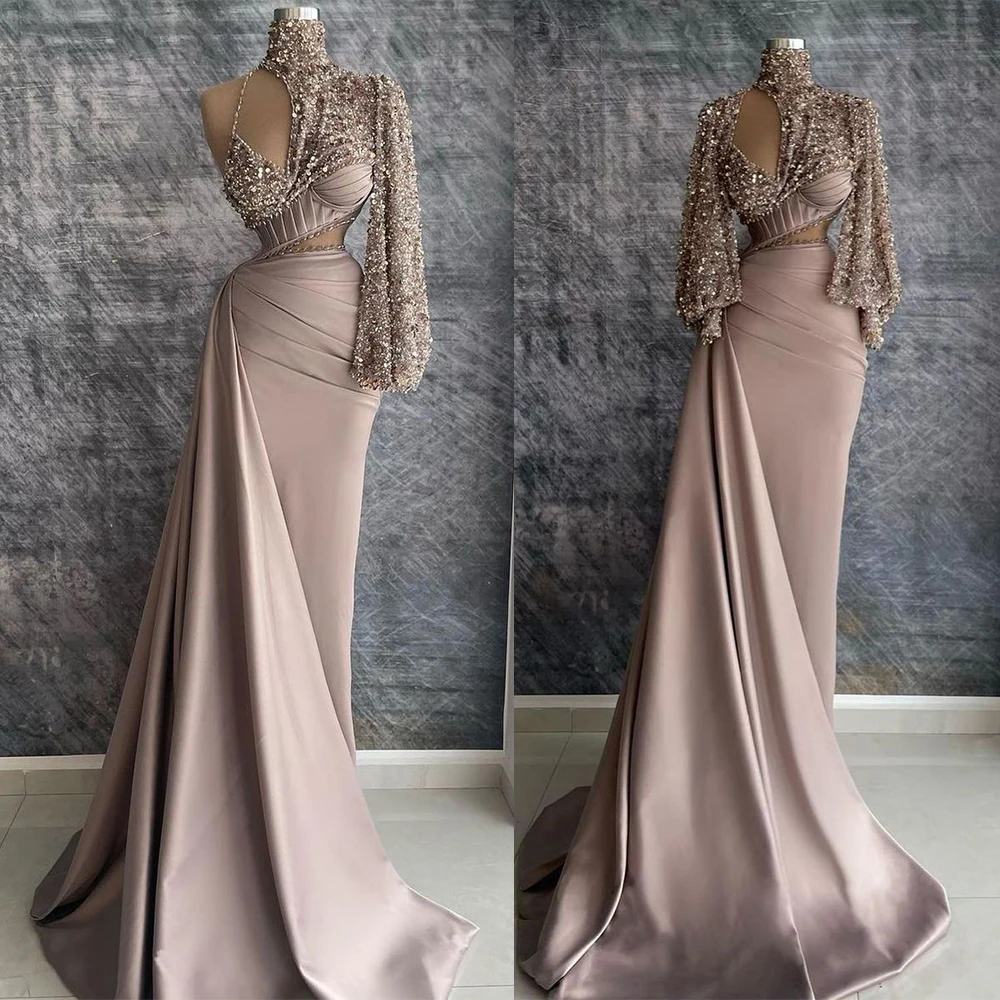 Princess Mermaid Evening Dresses High Collar One Shoulder Crystals Beading Ruffles Prom Gowns Custom Made Party Dresses
Princess Mermaid Evening Dresses High Collar One Shoulder Crystals Beading Ruffles Prom Gowns Custom Made Party Dresses