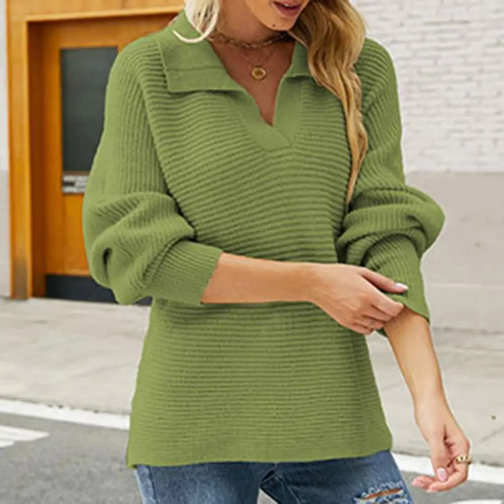 Pullover Sweater Lapel V-Neck Long Sleeves Ribbed Cuffs Knitted Sweater Autumn Winter Solid Color Loose Sweater Jumper suéteres
Pullover Sweater Lapel V-Neck Long Sleeves Ribbed Cuffs Knitted Sweater Autumn Winter Solid Color Loose Sweater Jumper suéteres