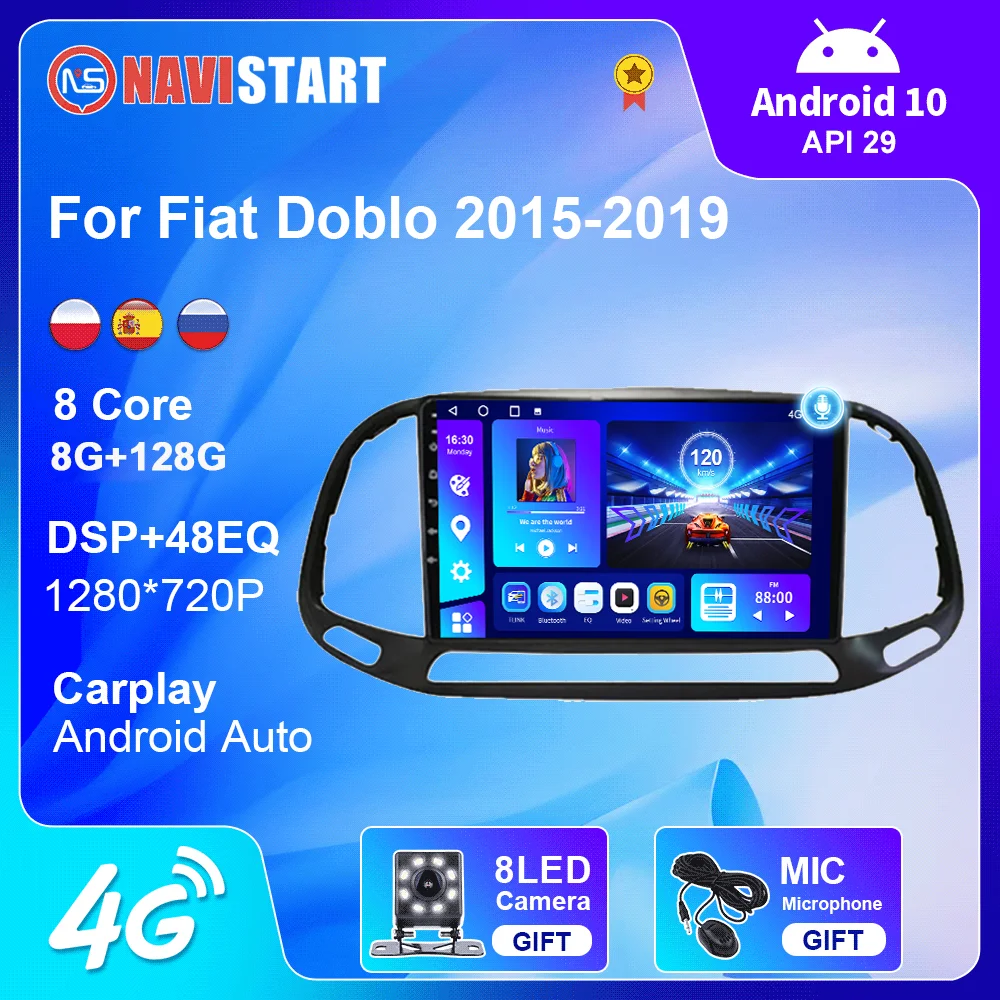 

Автомагнитола NAVISTART для Fiat Doblo 2015-2019, мультимедийный проигрыватель на платформе Android, видеоплеер с GPS, 4G, Wi-Fi, DSP, RDS, 2 Din, без DVD
