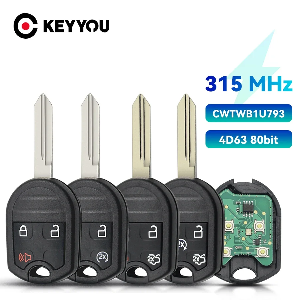 

KEYYOU CWTWB1U793 дистанционный Автомобильный ключ 3/4/5 Кнопка Fob 315 МГц 4D63 чип для 2012 2013 2014 2015 20162017 Ford Flex Explorer Taurus